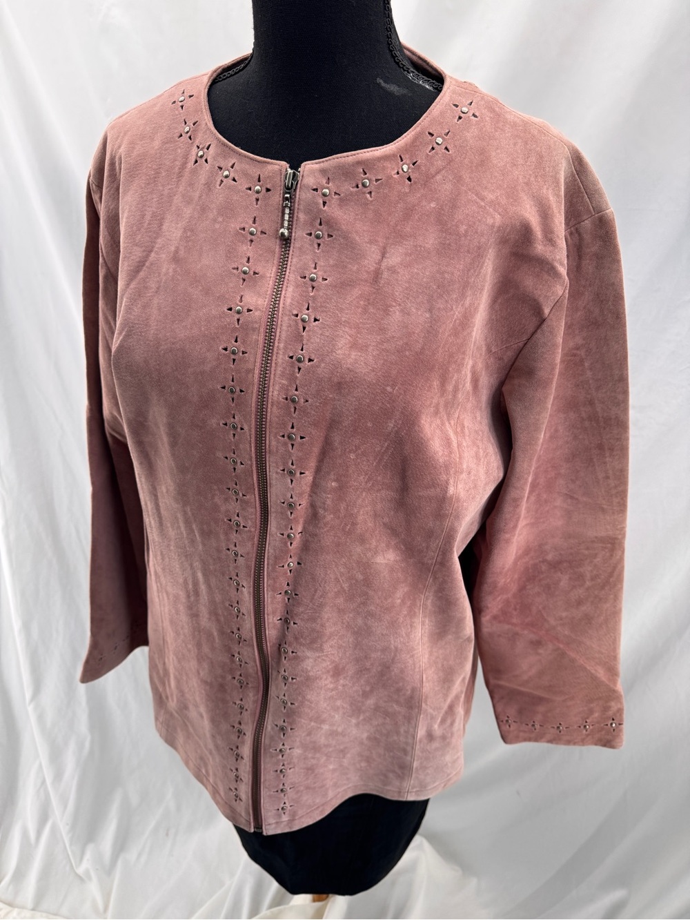 Vintage Cabela's Full Zip Suede Jacket Dusty Mauve Size Large 90's Western Boho